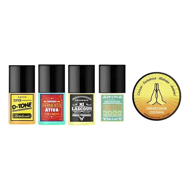 10x Kit Sos Unhas Top Beauty Com 4 Bases E 1 Cerinha