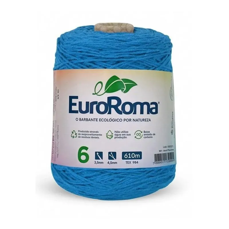 Barbante Euroroma 600g Fio 6 Com 610 Met Azul Piscina