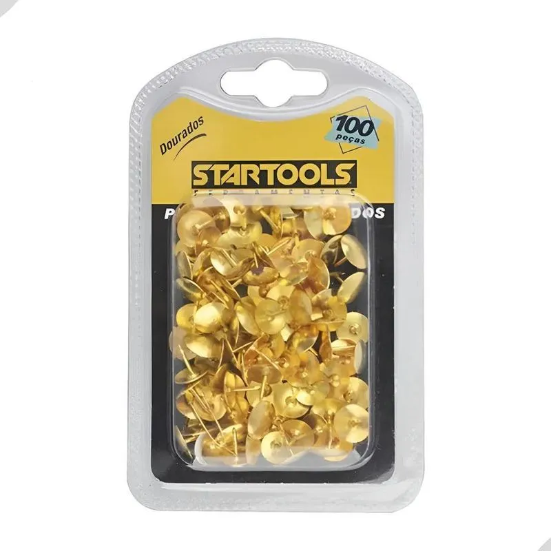 Tachinha Percevejo Latonado Dourado Com 100 Pecas 11x10mm
