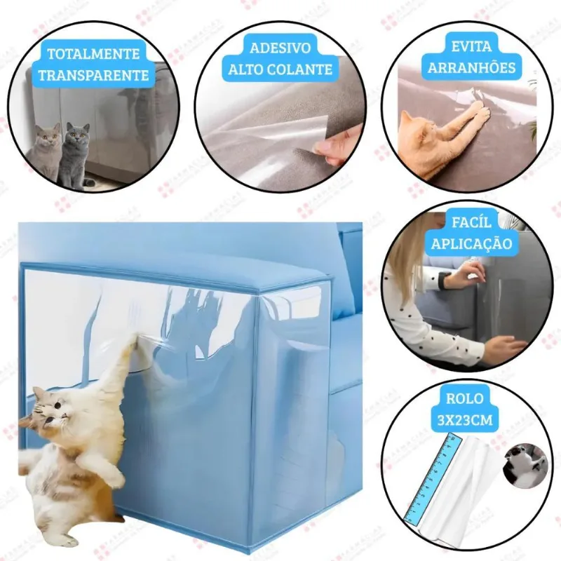 Protetor Sofa Gato Canto Arranhador Adesivo Transparente Ant