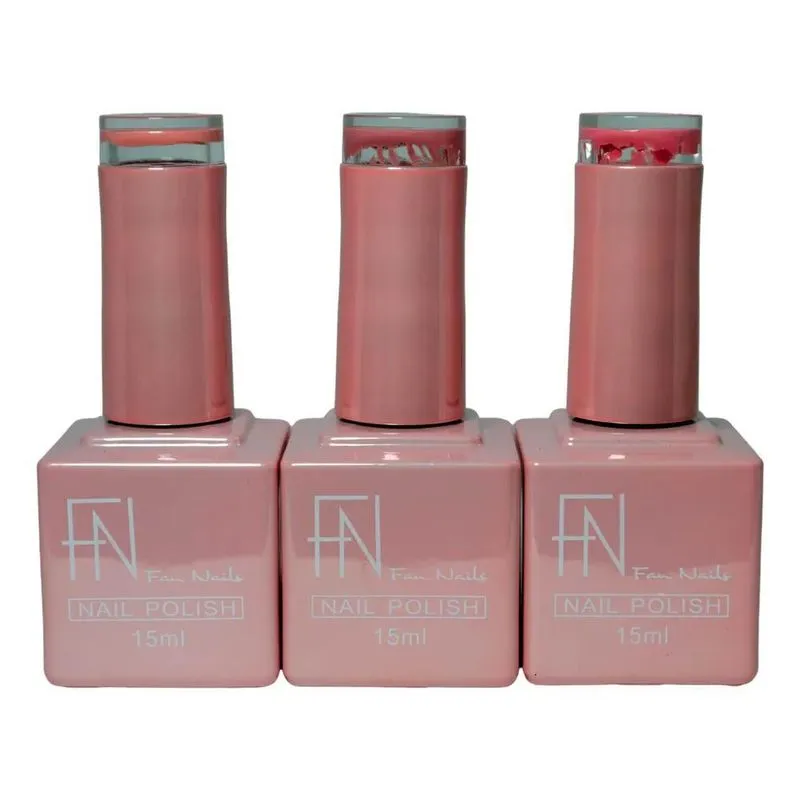 3x Esmalte Gel Fan Nails Cabine Uv/led Kit 3 Lindas Cores 15