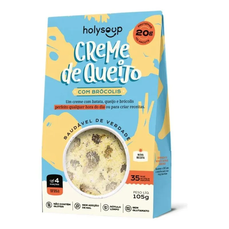 5x Holysoup Sopas Creme De Queijo Com Brócolis - 105 G - Q