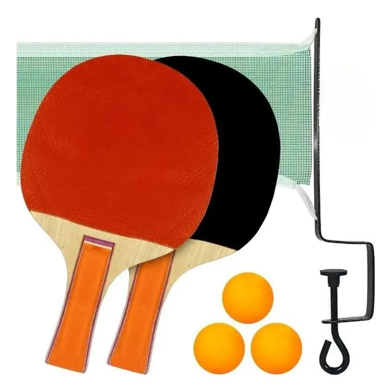 5x Kit Ping Pong Tênis De Mesa - 2 Raquetes + 3 Bolas + 1 Re