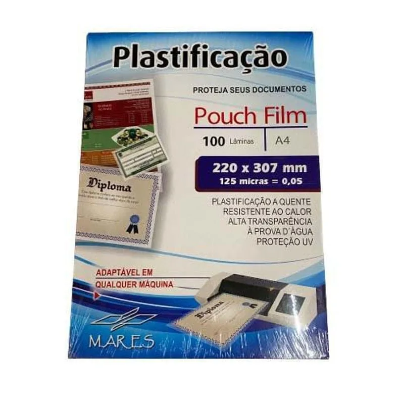 Pouch Filme Plástico Para Plastificação A4 - 22X30,7Cm 100Un