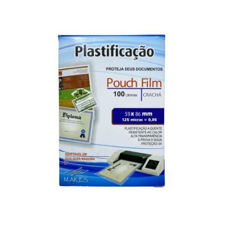 Pouch Filme Plástico Plastificação Crachá 5,9X8,6Cm 100Un