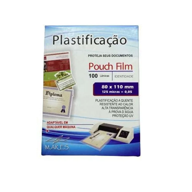 Pouch Filme Plástico Plastificação Identidade - 8X11Cm 100Un
