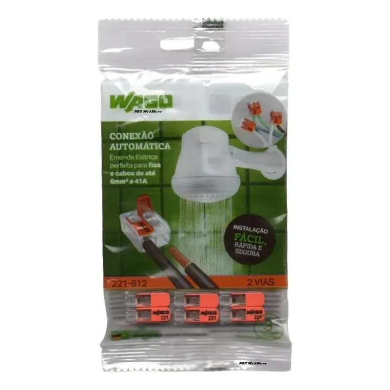 1 Kit Com 3 Unidades Conectores Para Chuveiro 221-612 Wago