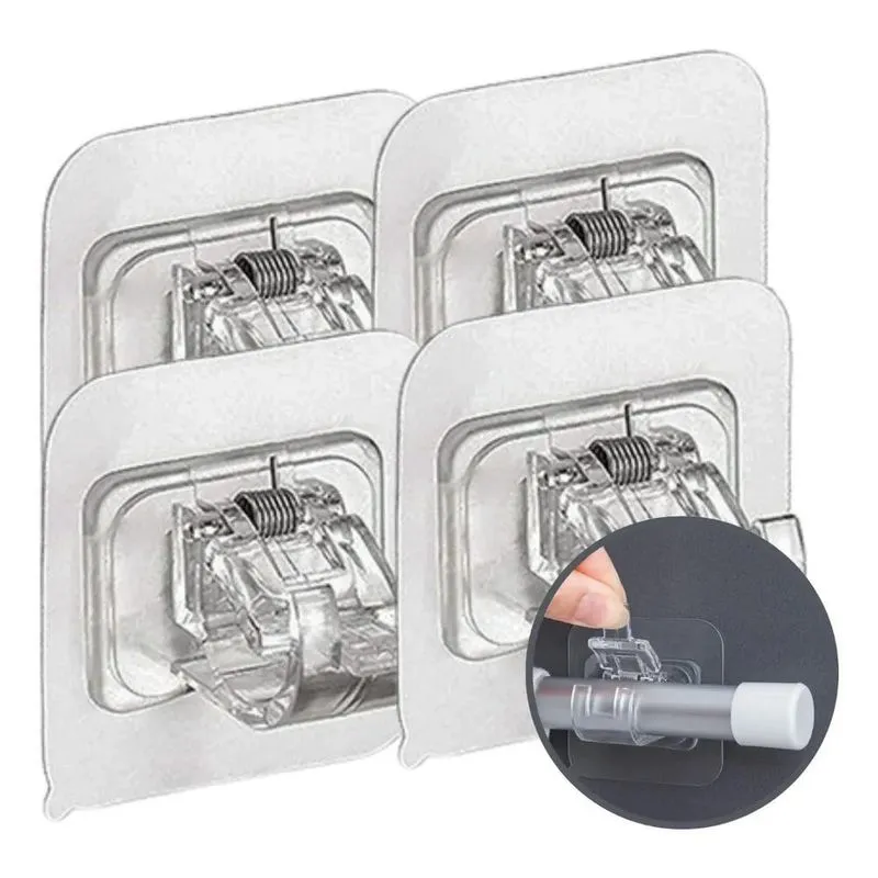 2x Kit 4 Haste Gancho Suporte Varão Cortina Adesivo Dupla Fa