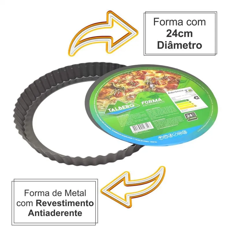 Kit 10 Formas Crespa Redonda Fundo Removível Antiaderente