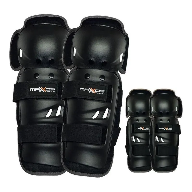 Kit Joelheira Cotoveleira Mx Preta Mattos Racing Trilha Moto