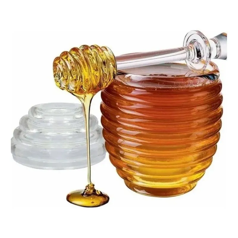 Meleira Pote Porta Mel De Cristal Vidro Dosador 210ml