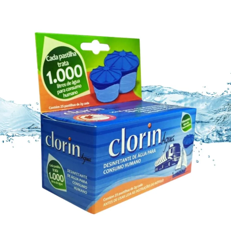 Kit 4un Clorin Trata Agua De Qualquer Origem 25 Pastilhas