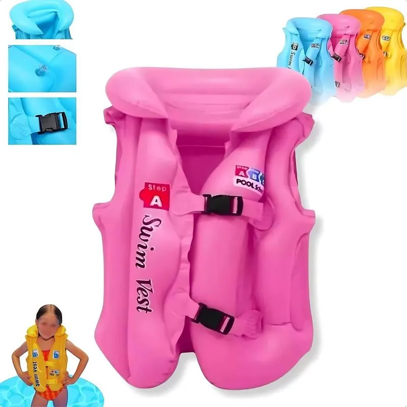 Boia Colete Infantil Salva Vida Inflável Piscina Férias Rosa