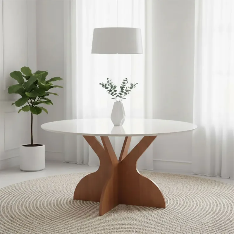 Mesa de Jantar Redonda 1,35m 6 Lugares Dalla Costa 100% MDF