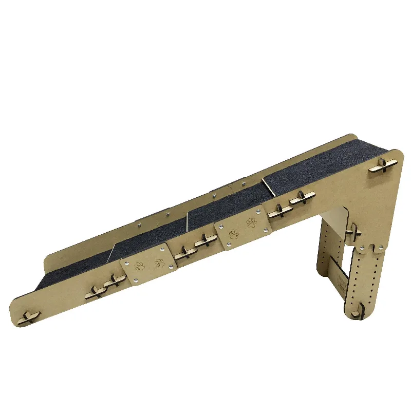 Rampa Escada Pet 60cm Altura Regulável Carpete Cinza 20kg