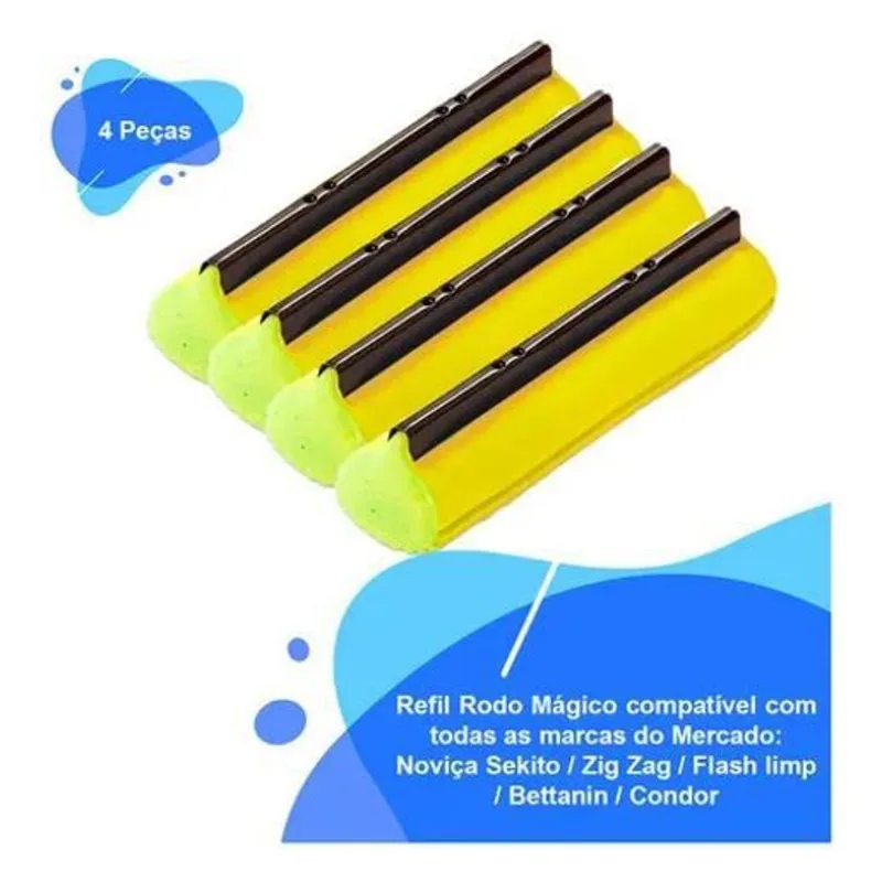 3x 4 Unid. Refil Rodo Mágico Mop Almofada Absorvente Esfregã