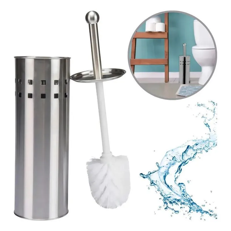 Escova Sanitária Limpador Vaso Acompanha Suporte De Aço Inox