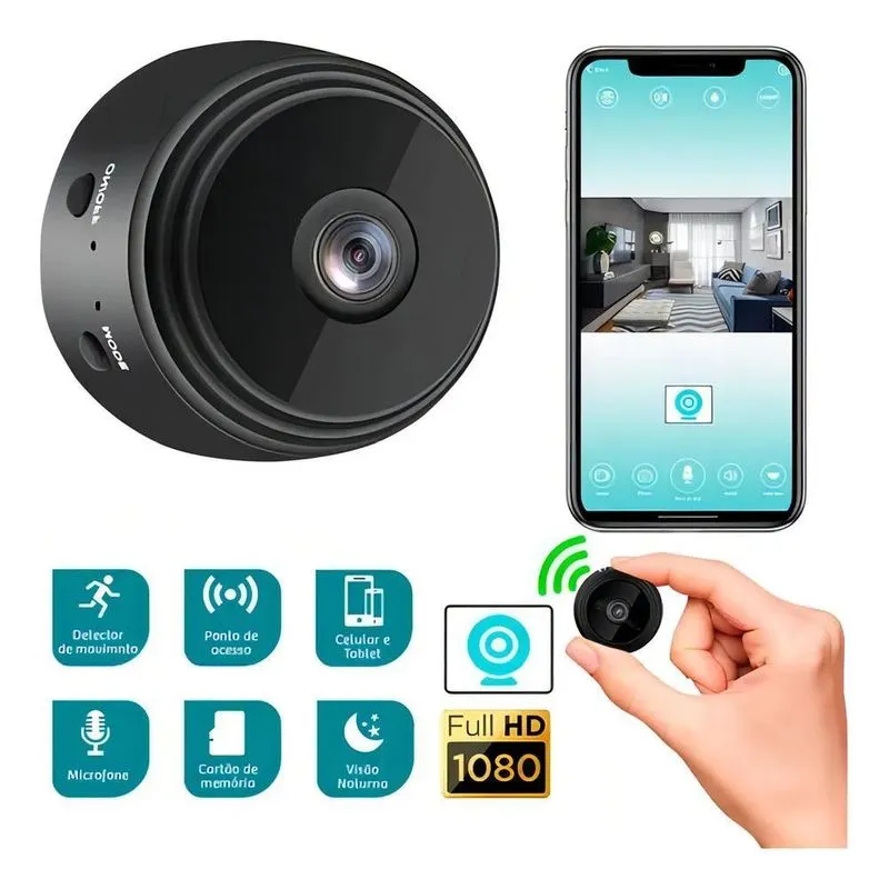Mini Camera Espiã A9 Wifi Veicular Escondida Noturna Rápido.