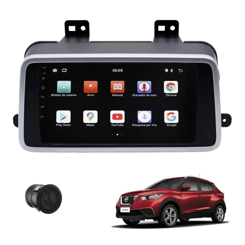 Central Multimídia 9 Pol Android Nissan Kicks 2016 Até 2021