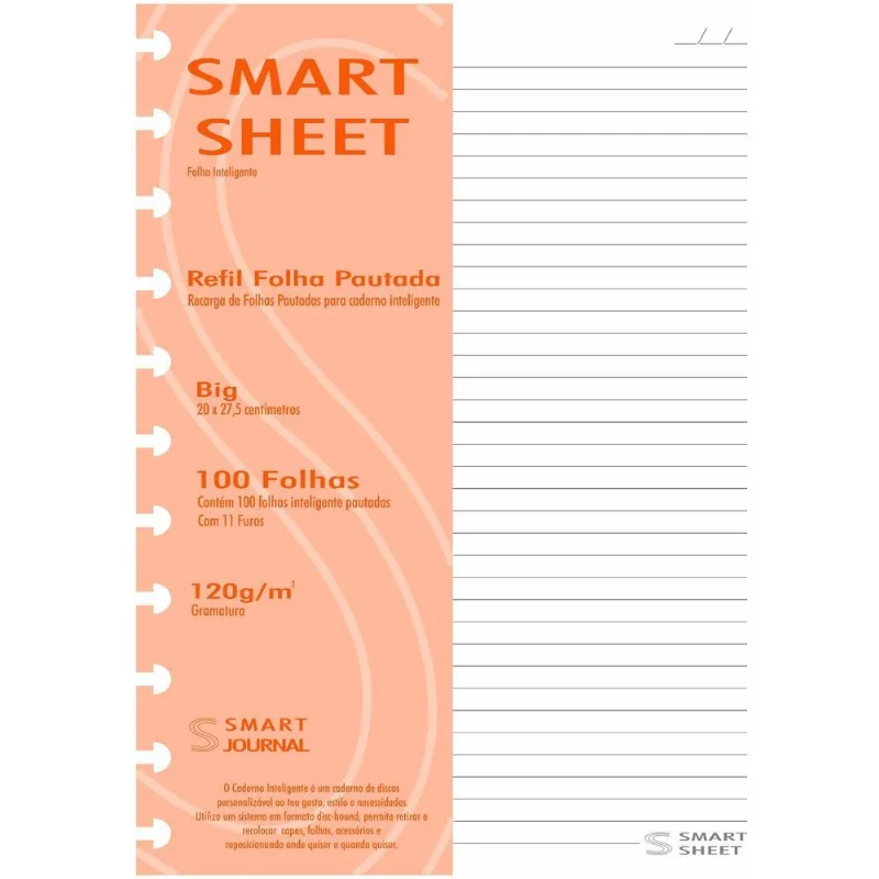 Refil Caderno Inteligente Discos 120g 100 Fls Pautado Grande