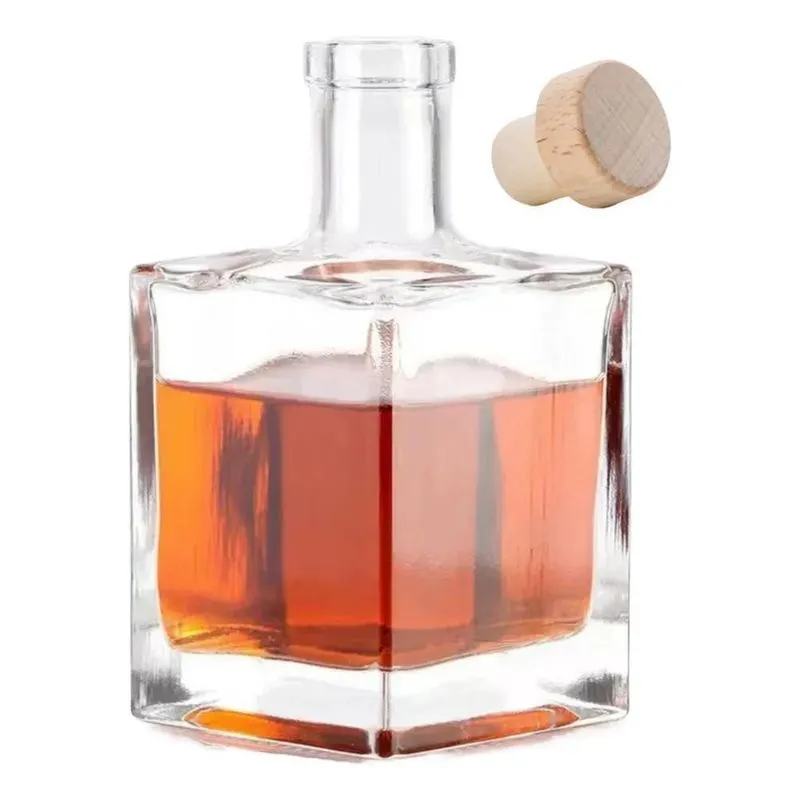 3x Garrafa De Vidro Cube 500ml Luxo Cachaça Whisky Azeite Li