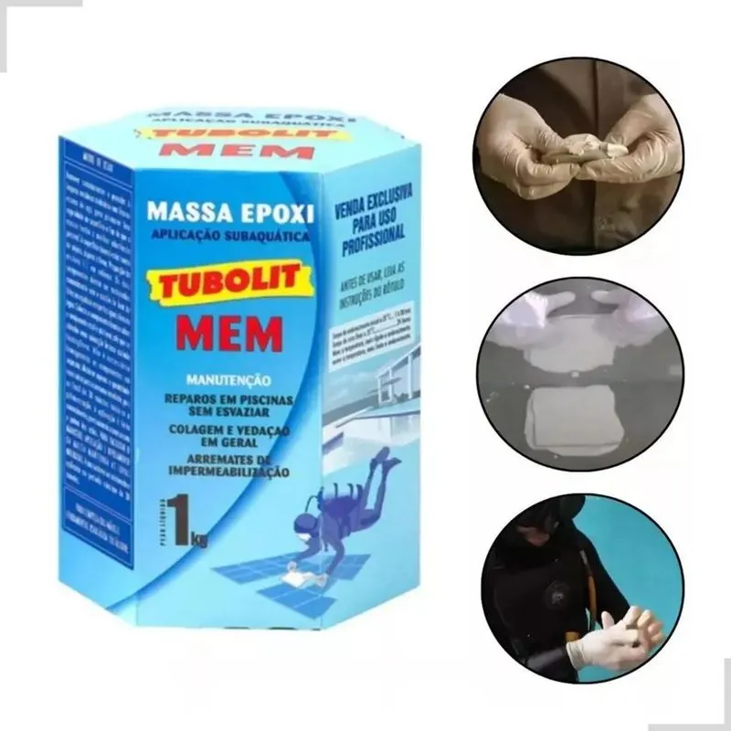 3x Tubolit Mem Branco Para Piscina Subaquática Massa Epóxi 1