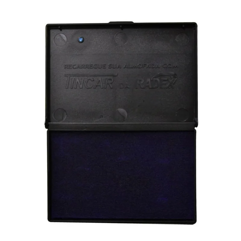 Almofada Carimbo Grande N4 Azul Com Tinta Refil 16,8 X 9,8cm