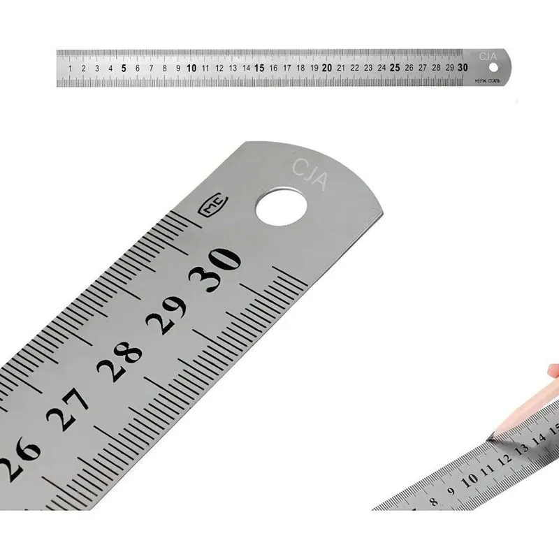 3x Régua De Metal 30cm Profissional Escola Artesanato Aço In