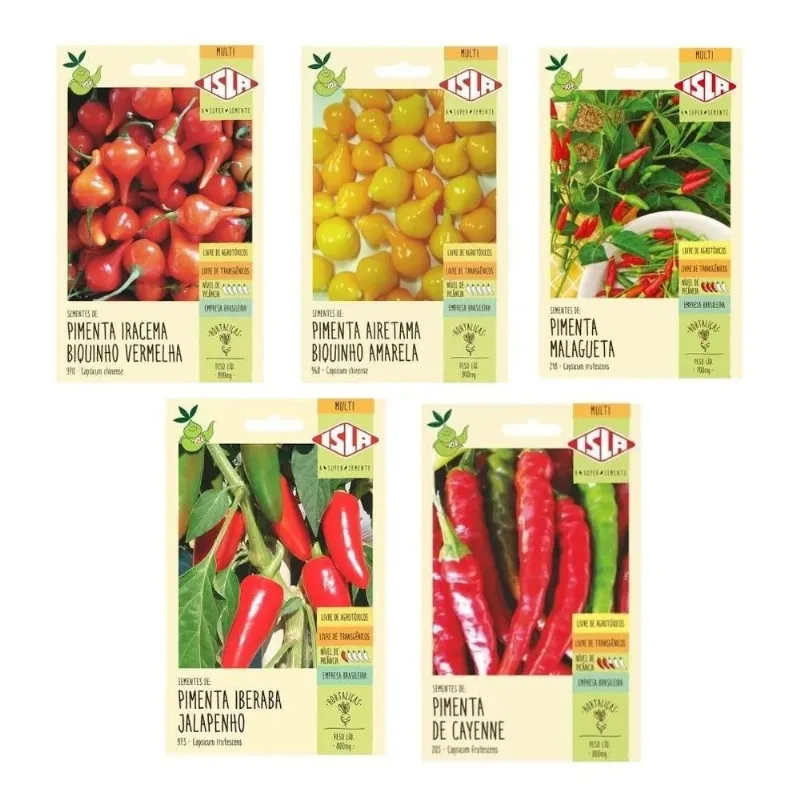 3x Kit 5 Sementes Para Molho De Pimenta Biquinho Maagueta Ja