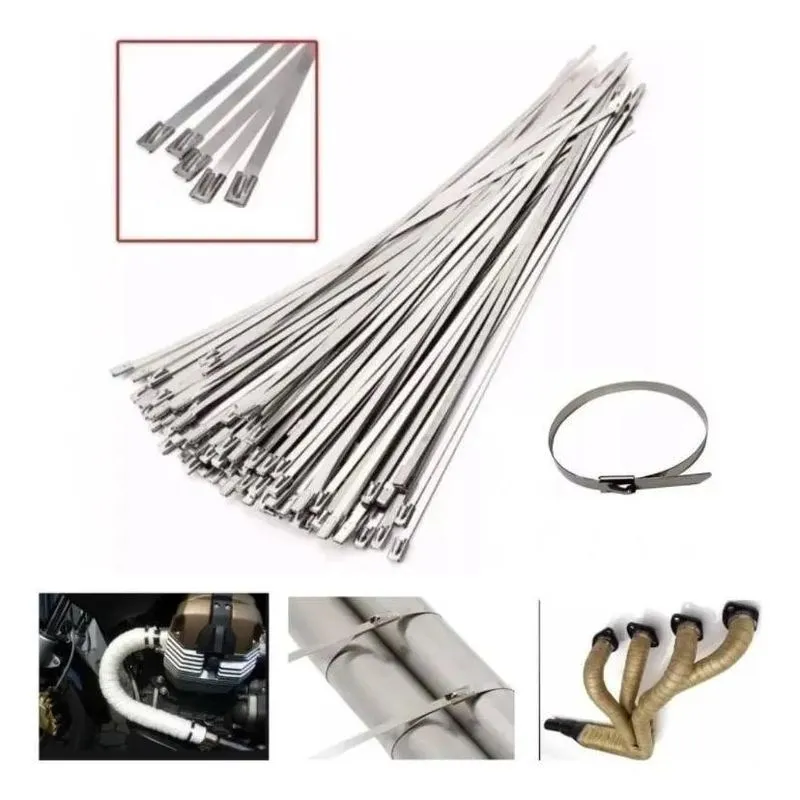 Kit 10x Abraçadeiras Zip Tie Termotape Aço Inox 4,6x400mm
