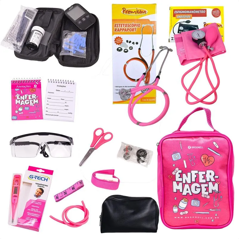 Kit Enfermagem Completo Com Porta Instrumentos - Pink