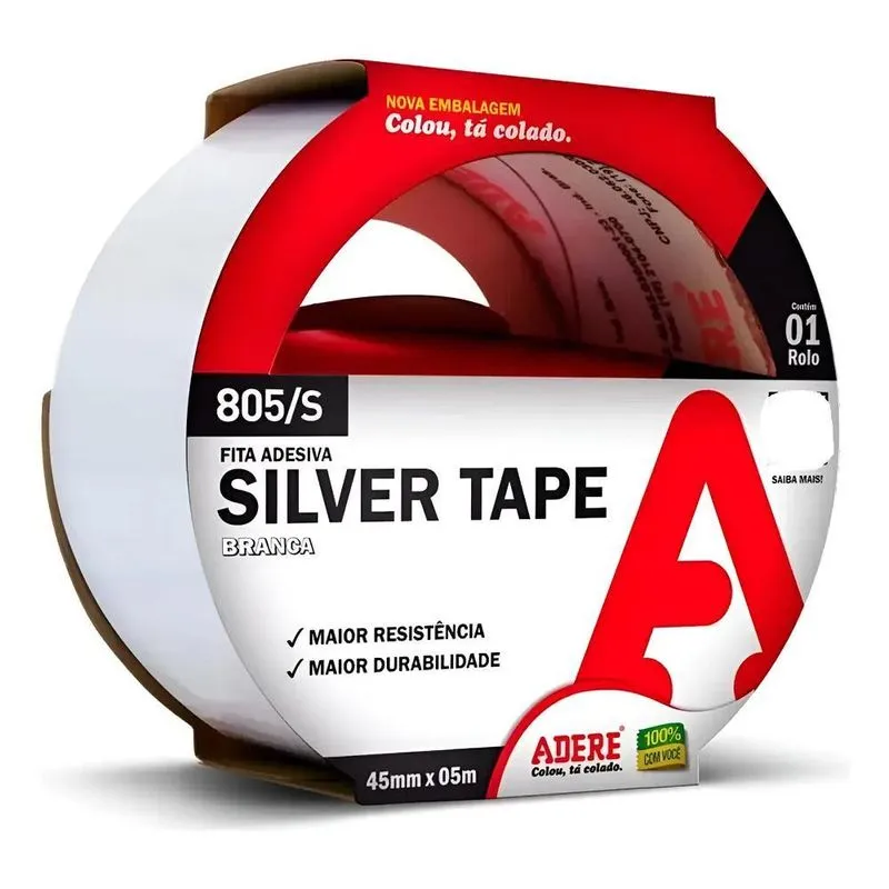Fita Adesiva Silver Tape 45mm X 5m Adere Cor Branca