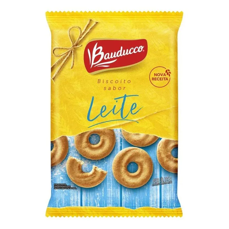 5x Biscoito Bauducco De Leite 335 G