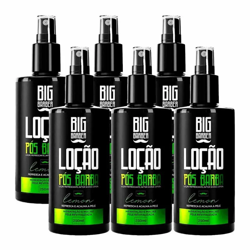 Kit 6x Loção Pós Barba After Shave Lemon 250ml Big Barber