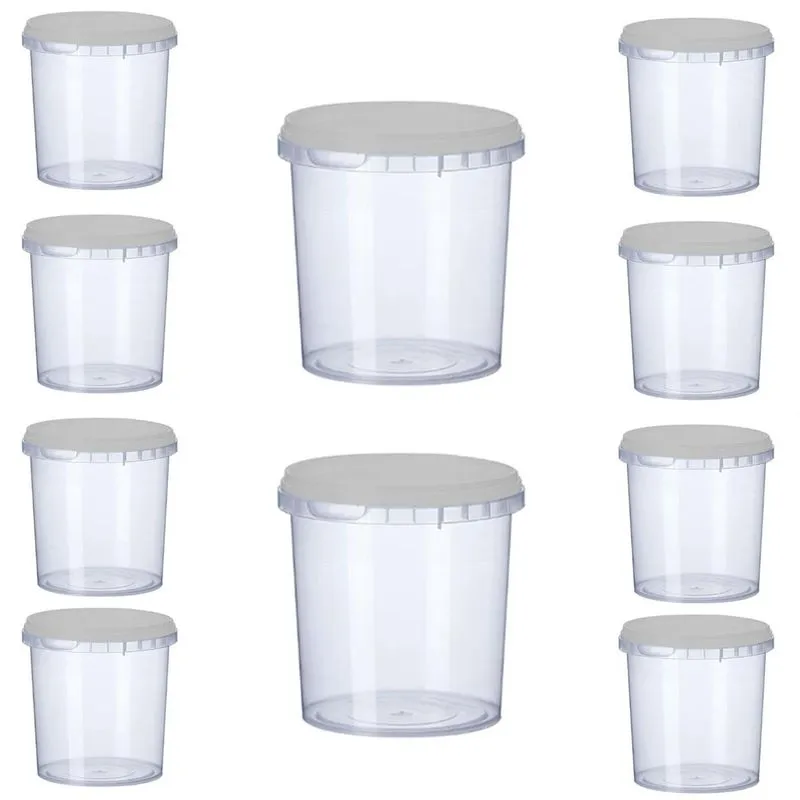 10 Potes Para Alimentos 900ml Transparente Com Tampa 13x9,5