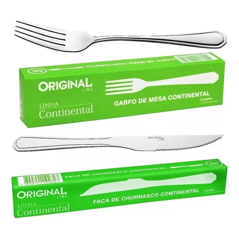 5x Jogo Garfo Faca Inox 24 Peças Restaurante Bar Bu