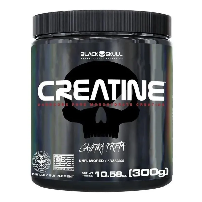 10x Creatina Pura Monohidratada Pote 300g - Black Skull