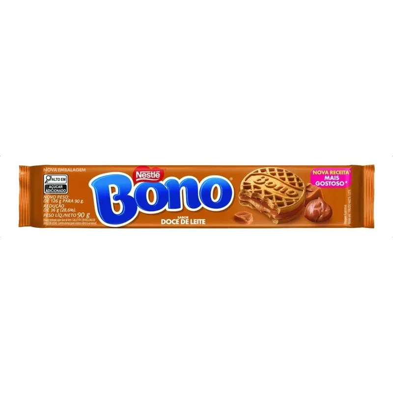 5x Biscoito Recheado Doce De Leite 90g Bono
