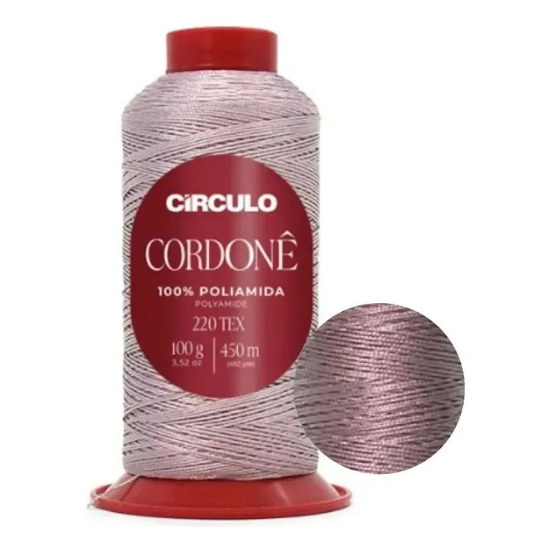 Fio Cordonê Poliamida Brilhante 450m Cone Crochê 3719 Crepe