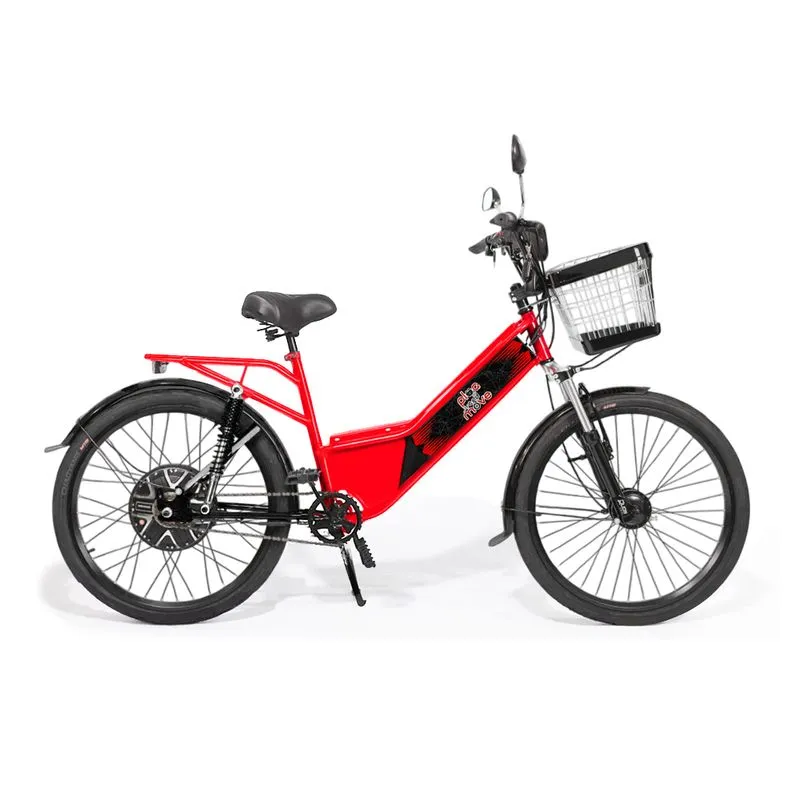 Bicicleta Eletrica New Street Plus 800w Vermelha Plug And Move