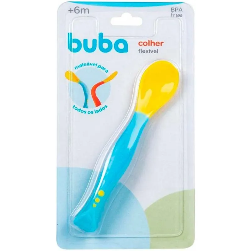 Talher Infantil Colher Flexivel 13cm Azul Buba