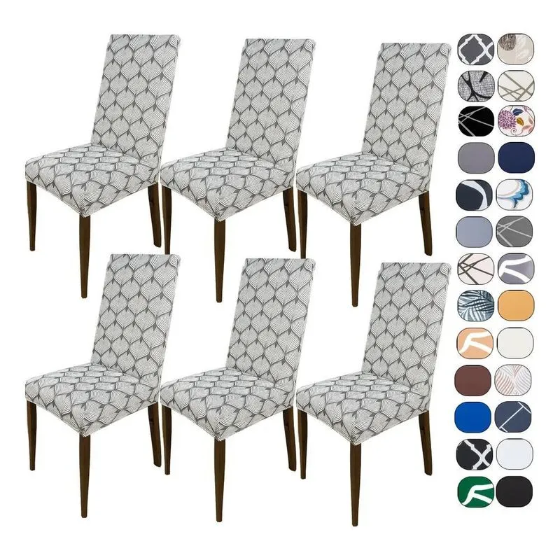Kit 6 Capas Cadeira Jantar Tecido Importado Spande Folha Cin