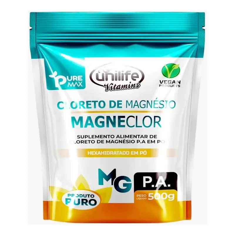 5x Magneclor Cloreto De Magnésio P.a Unilife 500g Sabor Natu