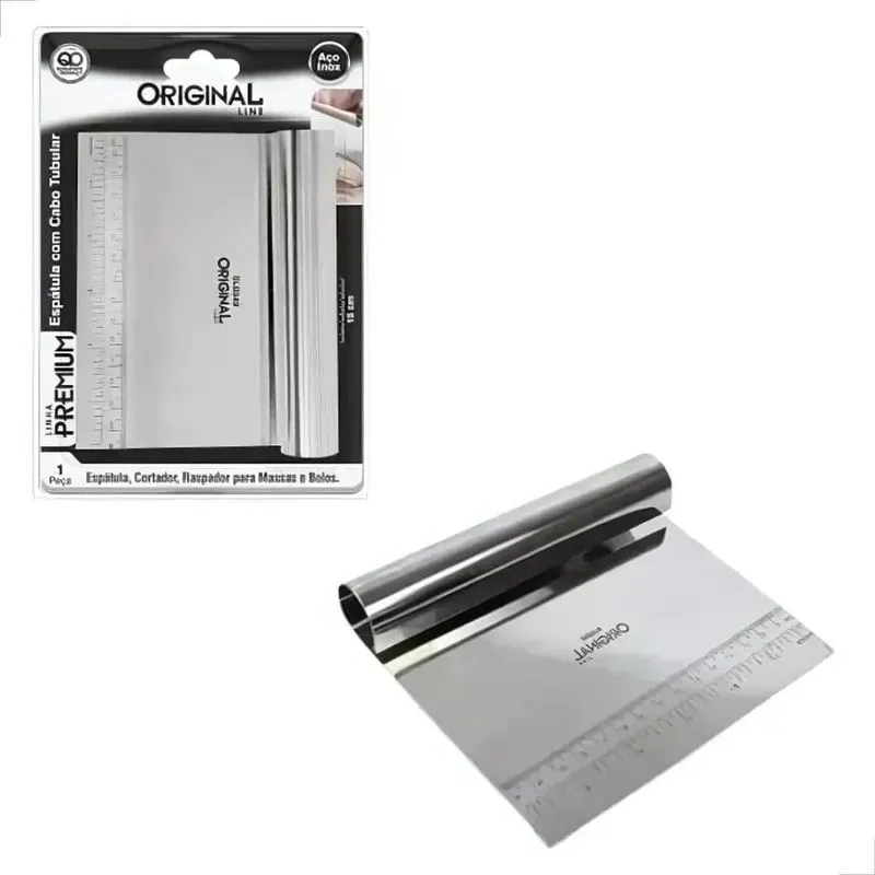 10x Espátula Cortador Raspador Inox Cabo Tubular Para Massas