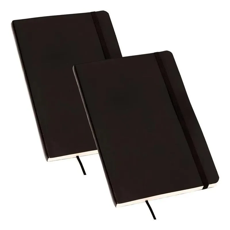 10x Kit 2 Caderneta Tipo Moleskine Caderno Executivo 80 Fol