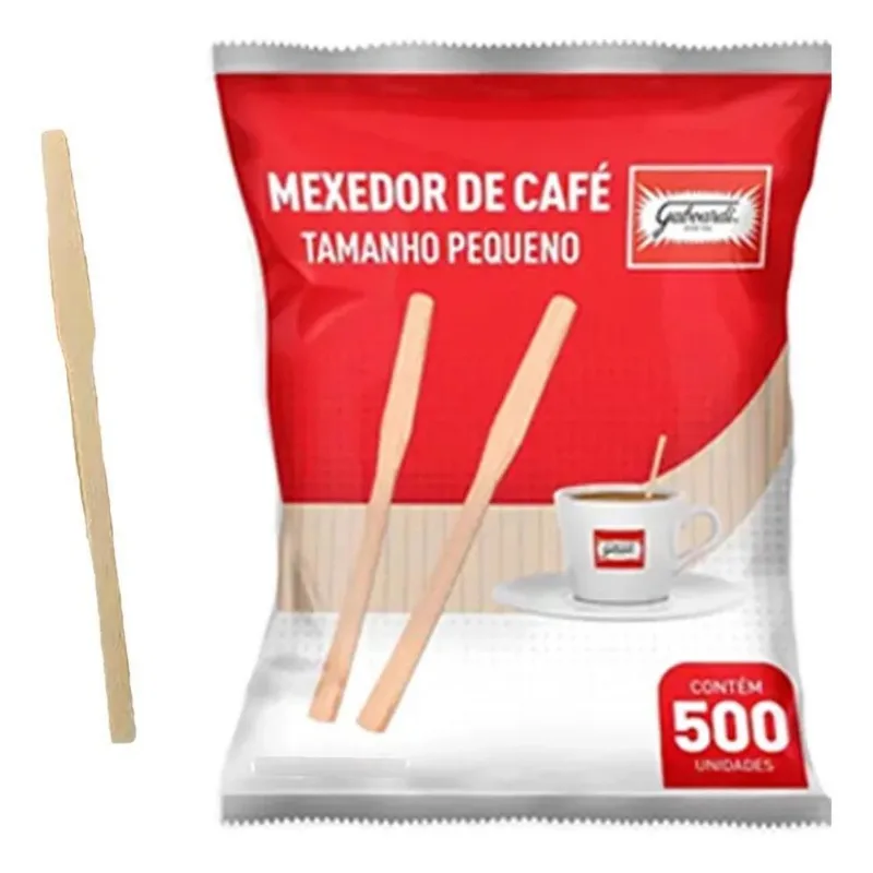 2x Mexedor / Palheta De Madeira Para Café 9cm Pacote 500 Uni