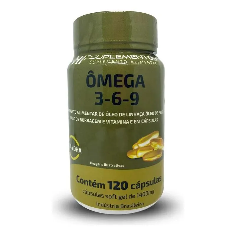 3x Ômega 3 6 9 Peixe Linhaça Borragem 120caps Hf Suplements