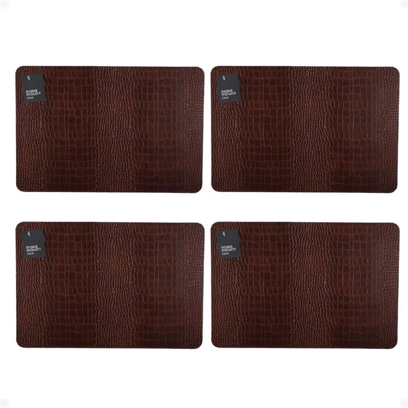 Kit 4 Lugar Americano Prático Premium Croco 45X30 Cm Marrom