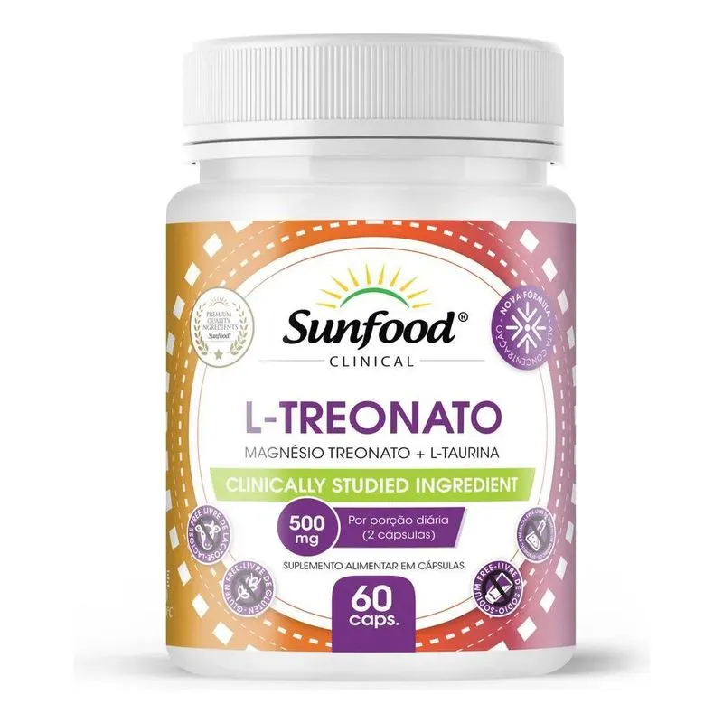 10x Magnésio L-treonato + L-taurina 500mg 60 Cápsulas Sunfo