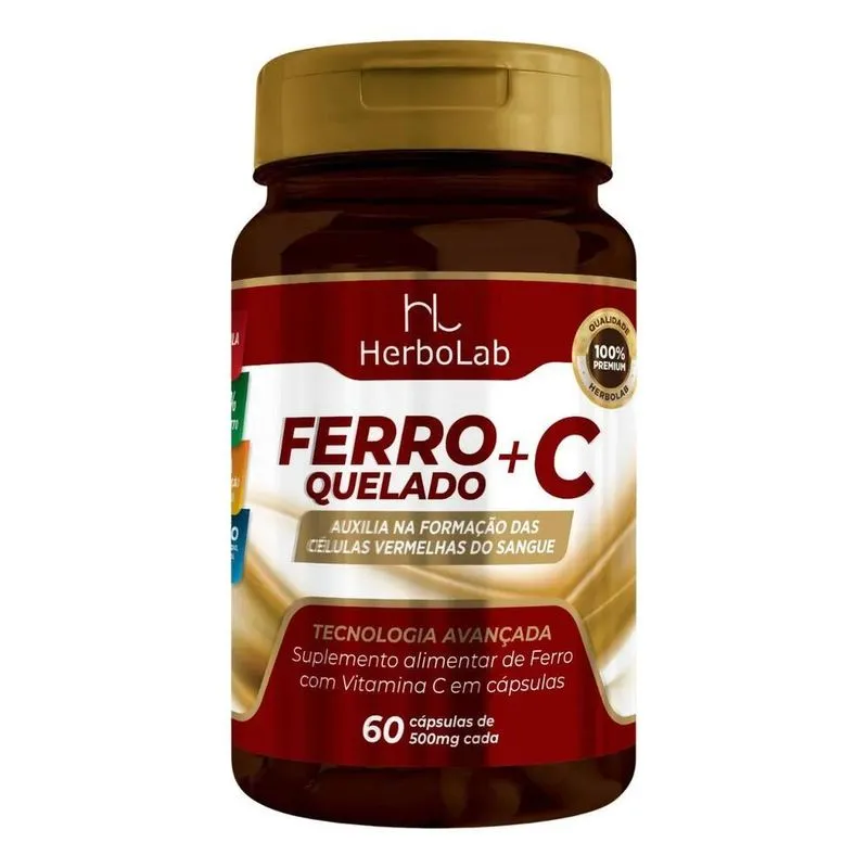 Ferro Quelado + Vitamina C 60 Cápsulas Sabor Neutro